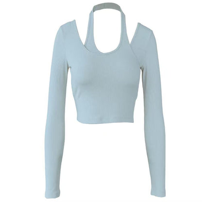 The Twist Top – Long Sleeve Halter Crop