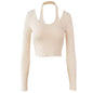 The Twist Top – Long Sleeve Halter Crop