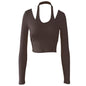 The Twist Top – Long Sleeve Halter Crop